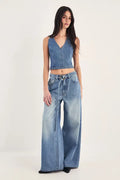 LANECHIC  Ring Trim Denim Straight Leg Jeans