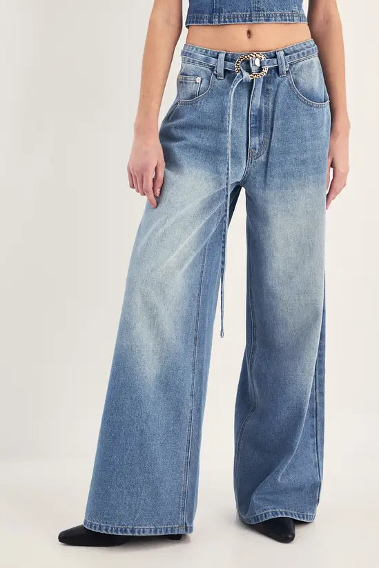 LANECHIC  Ring Trim Denim Straight Leg Jeans