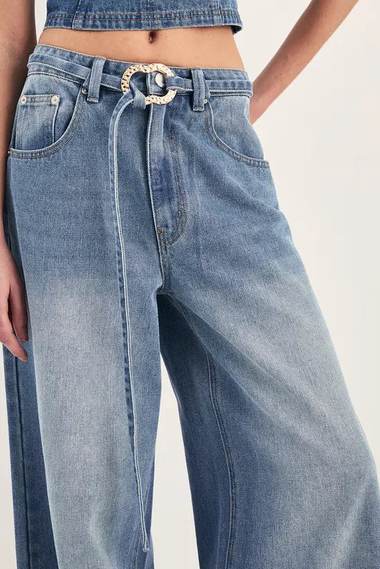 LANECHIC  Ring Trim Denim Straight Leg Jeans